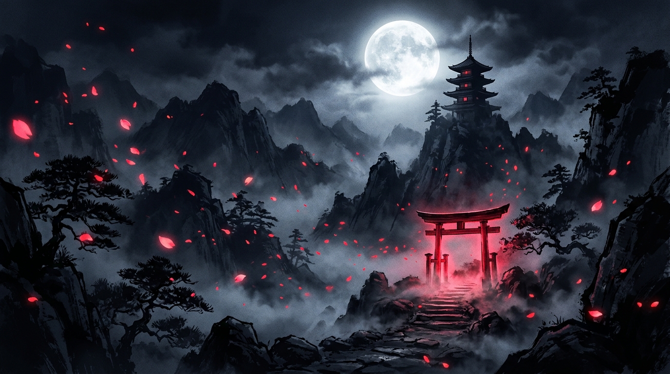 KamiZuki Dark Japanese Fantasy Scene